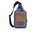 Load image into Gallery viewer, Coach Unisex Racer Sling Pack In Colorblock Signature Canvas Qb/Tan/Pacific Bright Mineral