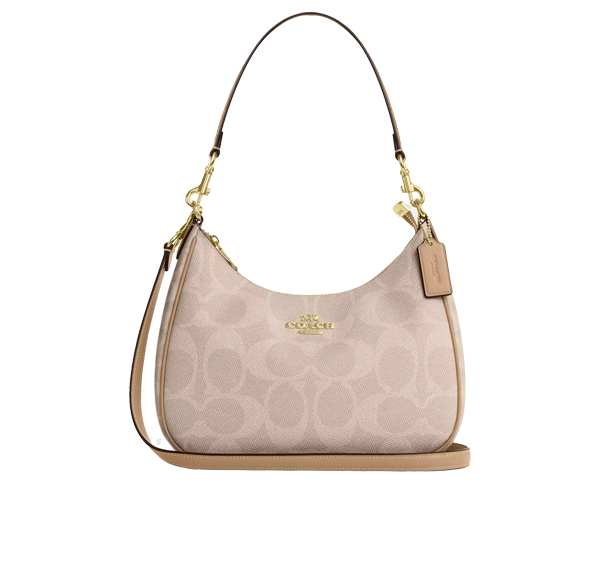 Coach Women's Teri Hobo Bag In Blocked Signature Canvas Gold/Sand