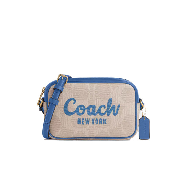 Coach Women's Mini Jamie Camera Bag In Signature Canvas With Coach Print Gold/Sand/Pacific Bright Mineral