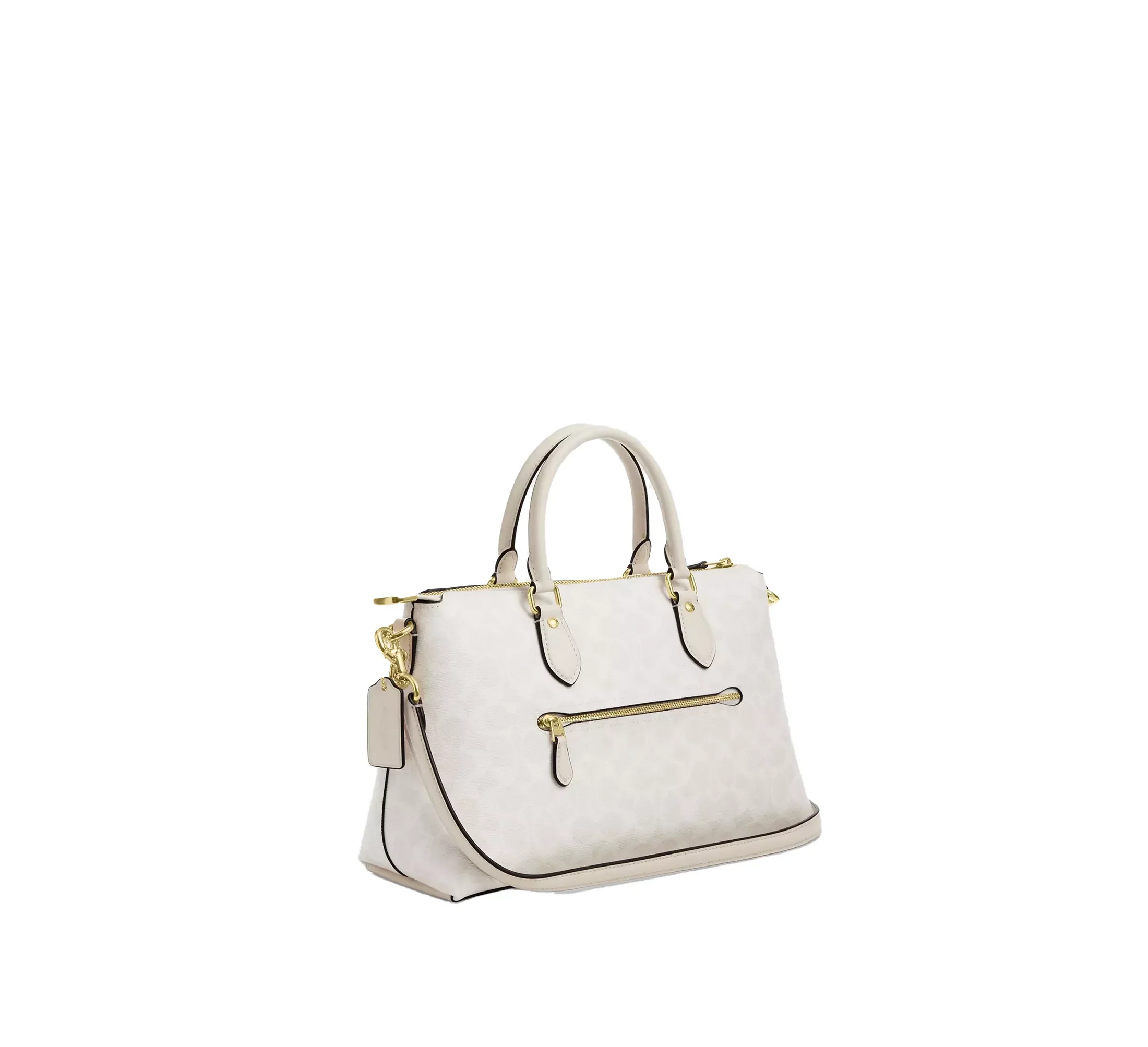 Coach Women's Georgia Satchel Bag In Signature Canvas Gold/White/Chalk