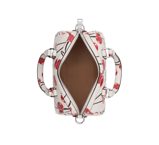 Coach Women's Mini Rowan Crossbody Bag With Cherry Print Silver/Chalk Multi