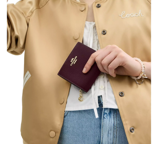 Coach Women's Snap Wallet Gold/Merlot