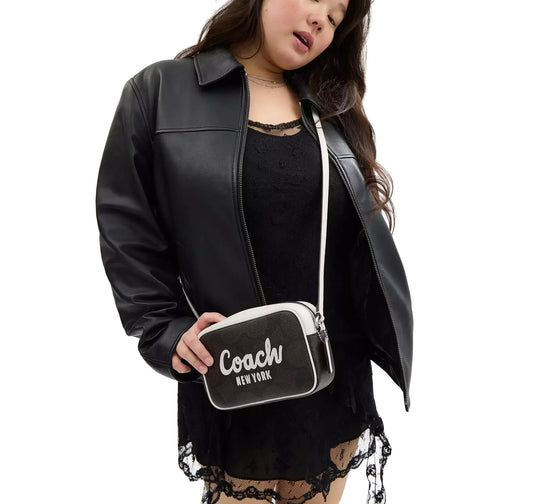 Coach Women's Mini Jamie Camera Bag In Signature Canvas With Coach Print Silver/Walnut/Chalk