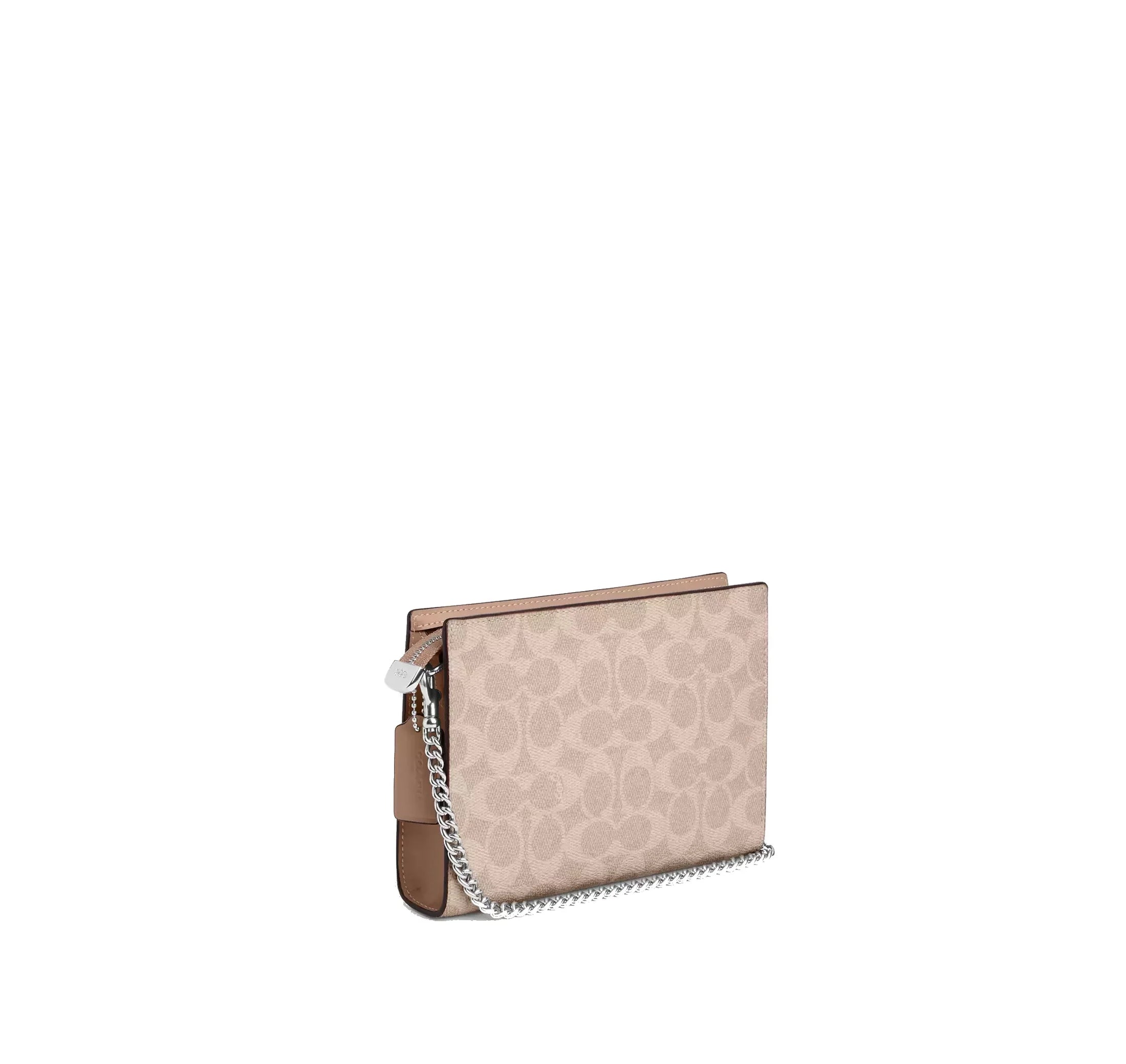 Coach Women's Slim Crossbody Bag In Signature Canvas Silver/Sand/Taupe