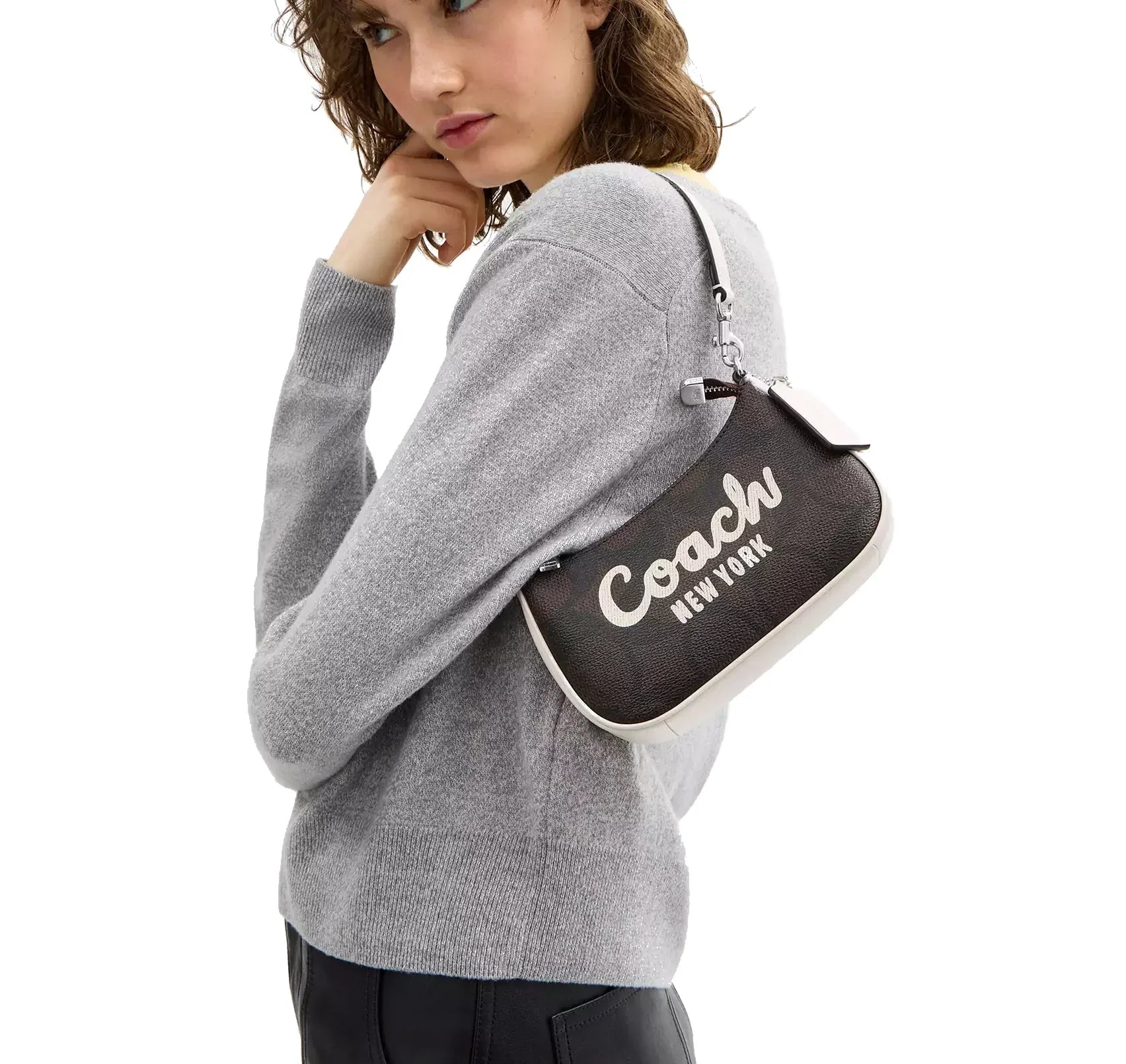 Coach Women's Teri Mini Crossbody Bag In Signature Canvas With Coach Graphic Silver/Walnut/Chalk