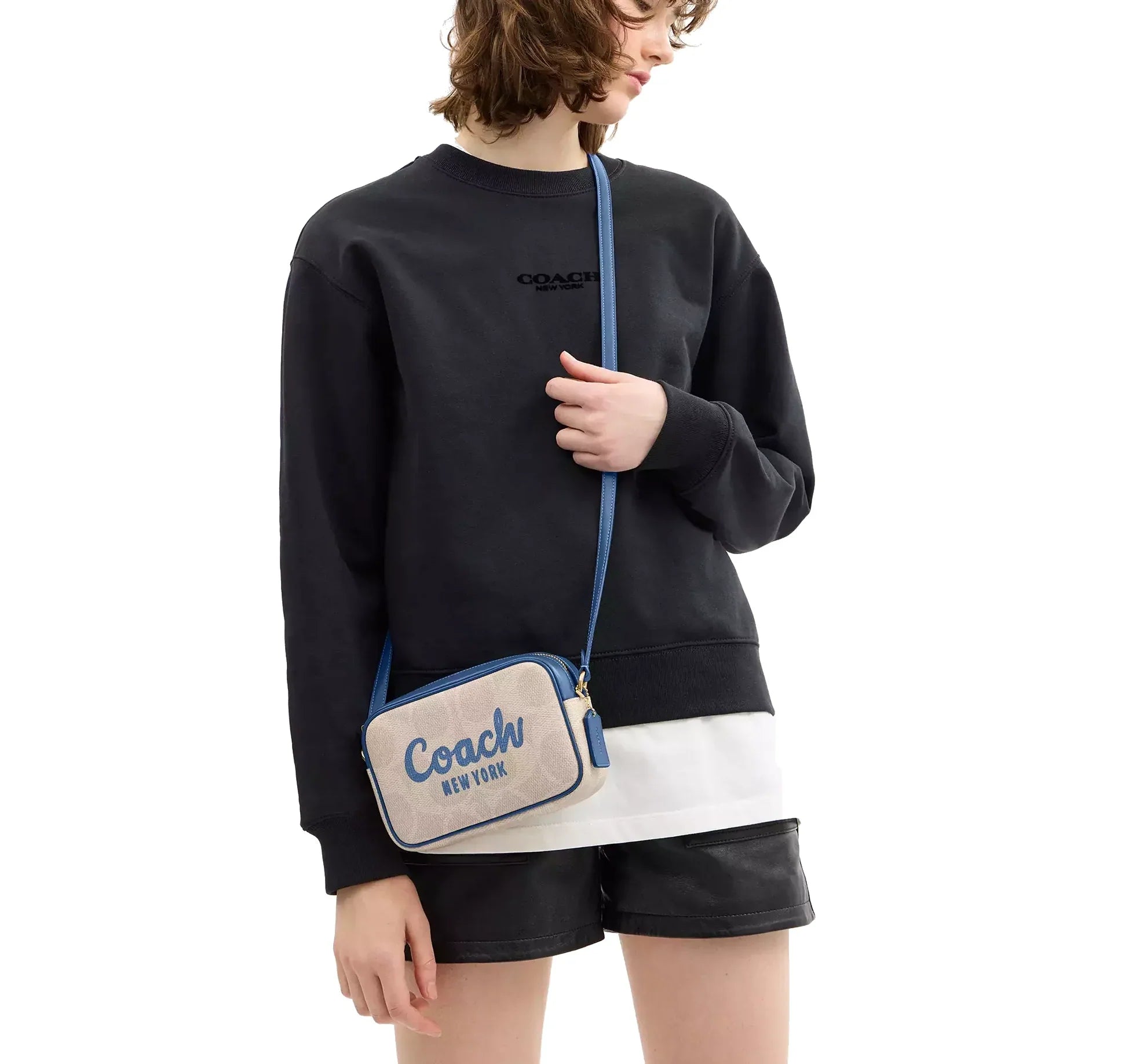 Coach Women's Mini Jamie Camera Bag In Signature Canvas With Coach Print Gold/Sand/Pacific Bright Mineral