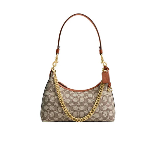 Coach Women's Juliet Shoulder Bag 25 In Signature Textile Jacquard Brass/Cocoa Burnished Amber