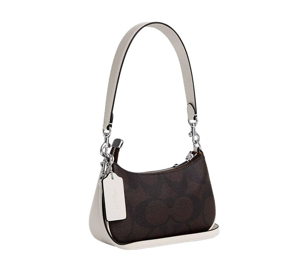 Coach Women's Teri Mini Crossbody Bag In Signature Canvas With Coach Graphic Silver/Walnut/Chalk